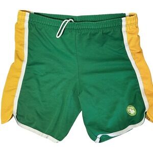 Vintage Boston Celtics Running‎ Shorts Green Gold White NBA Basketball Mens